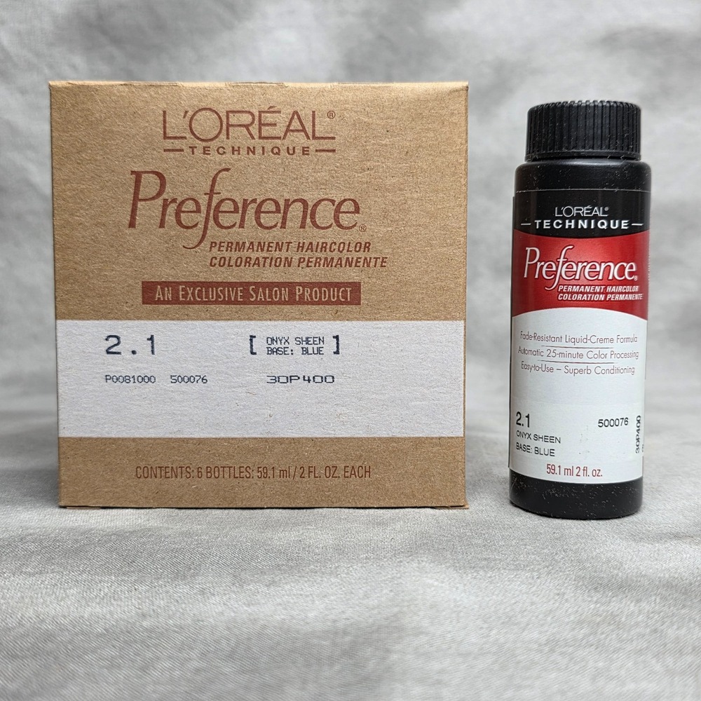 Loreal Preference 2.1‎ ONYX SHEEN Hair Color - FULL BOX of 6 - 2 oz ea
